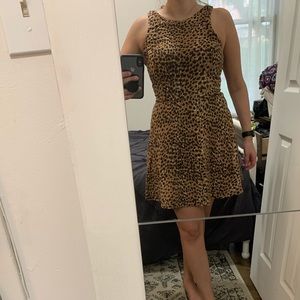 Leopard print fit and flare dress